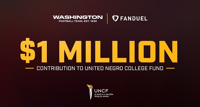 FanDuel e Washington Football Team doam US$ 1 milhão para fundo universitário